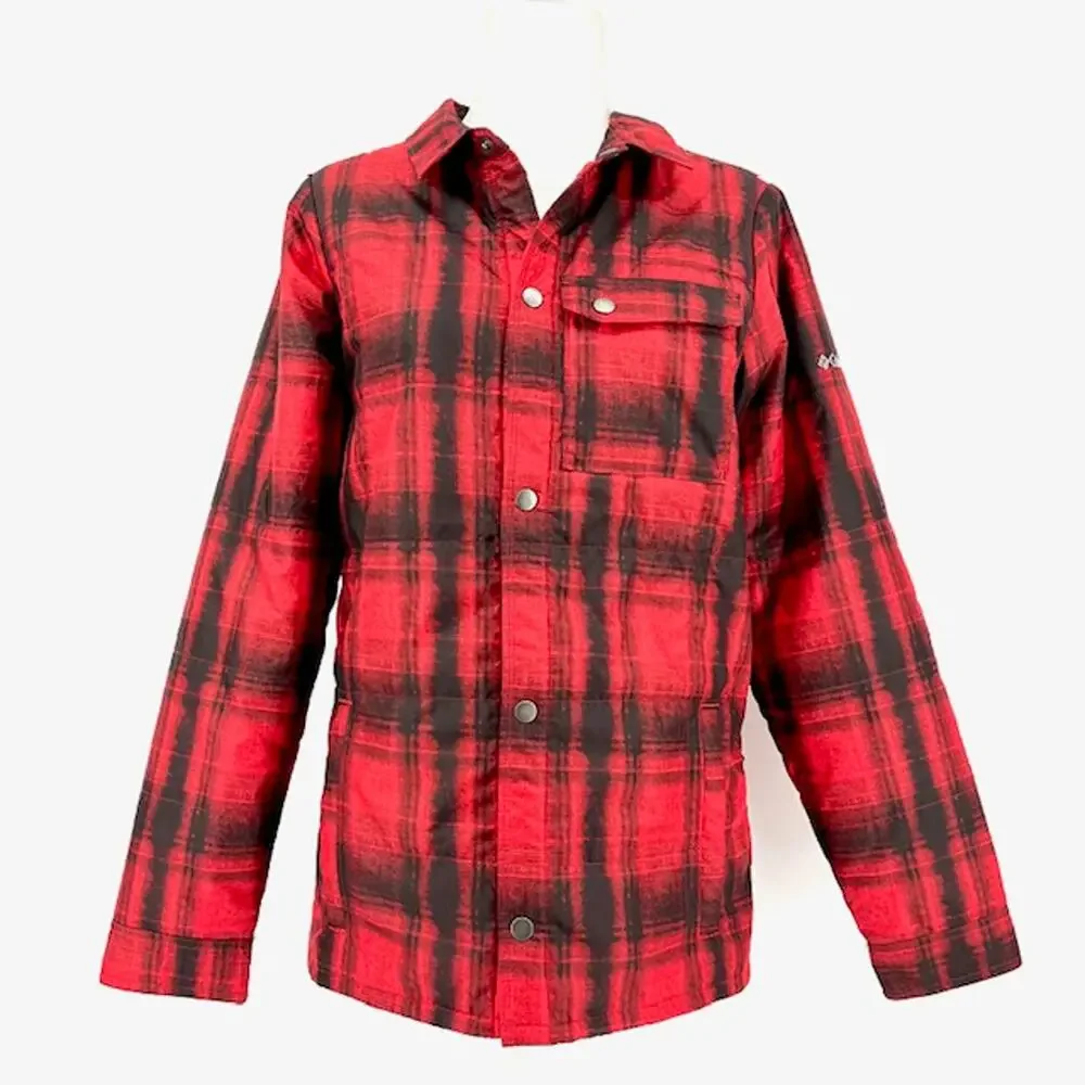 Columbia polyester shell quilted red plaid‎ jacket (Youth XL)